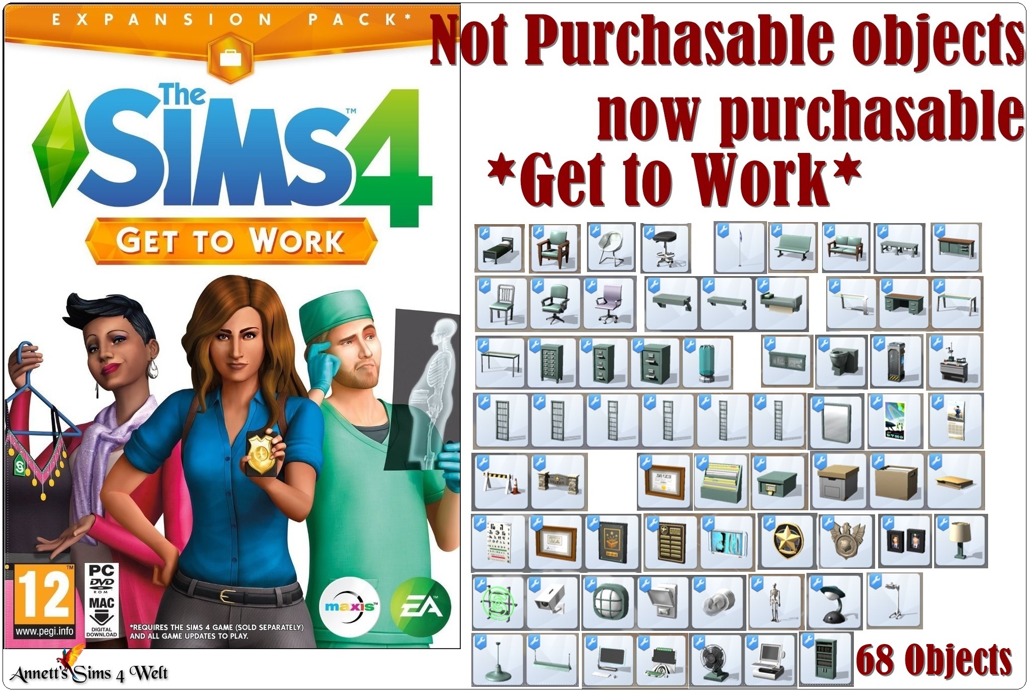 sims 4 get to work items