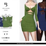 Off Shoulder Ruched Cut Out Dress sims 4 cc