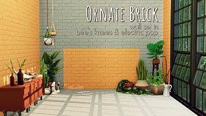 Ornate Brick Wall Set sims 4 cc