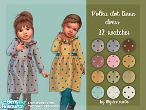 Palka dot linen dress sims 4 cc