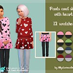 Pants and skirt with hearts sims 4 cc