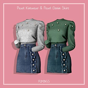 Pearl Kintwear and Pearl Denim Skirt sims 4 cc