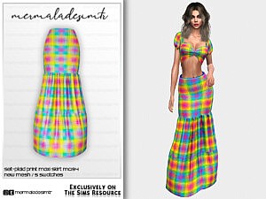 Plaid Print Maxi Skirt sims 4 ccc