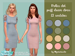 Polka dot puff sleeve dress sims 4 cc
