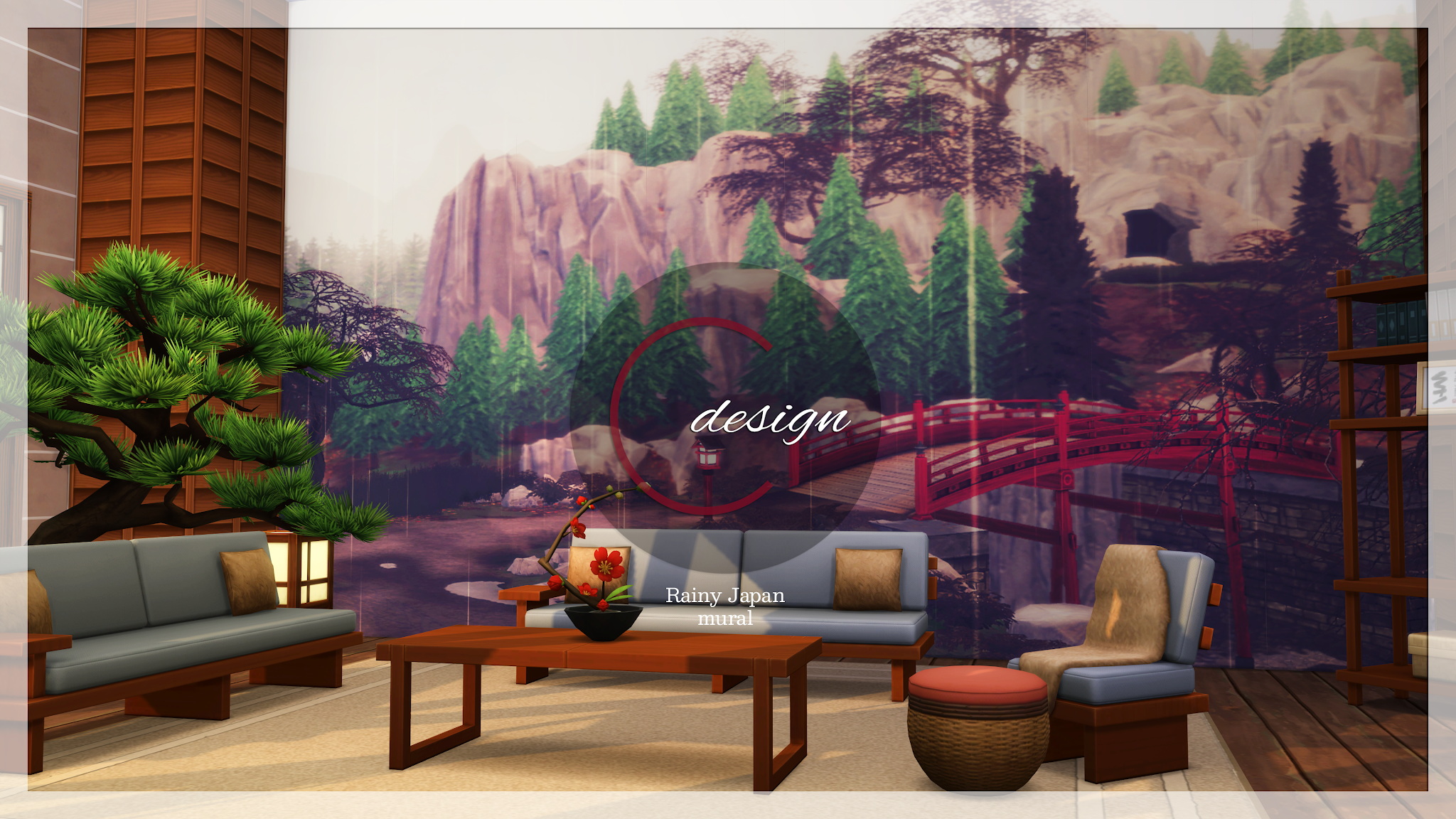 Rainy Japan Mural from Cross Design • Sims 4 Downloads