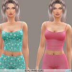 Ribbed Lace Trim Cami sims 4 cc