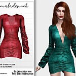 Ruched Velvet Dress MC201 sims 4 cc