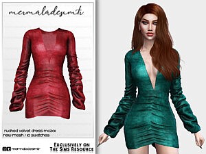 Ruched Velvet Dress MC201 sims 4 cc