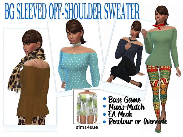 Sleeved Off Shoulder Sweater from Sims 4 Sue