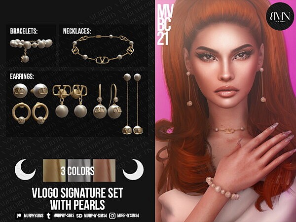 Signature Set with Pearls sims 4 cc