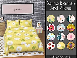 Spring Blankets And Pillows sims 4 cc