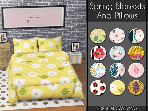 Spring Blankets And Pillows from Descargas Sims