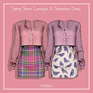 Spring Short Cardigan Sleeveless Dress sims 4 cc