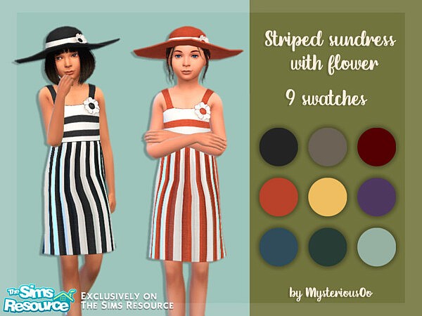 Striped sundress with flower by MysteriousOo from TSR