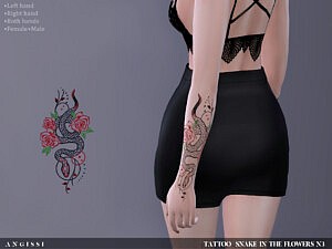 Tattoo Snake in the flowers n3 sims 4 cc