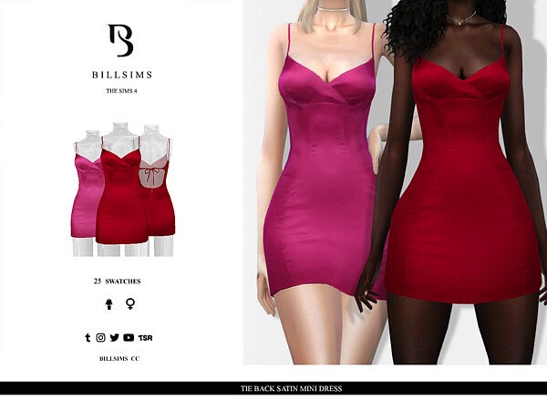 Tie Back Satin Mini Dres by Bill Sims from TSR