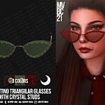 Triangular Metal Glasses with Crystal Studs sims 4 cc