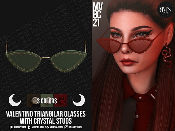 Triangular Metal Glasses with Crystal Studs from Murphy