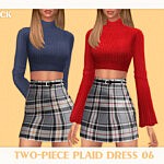 Two Piece Plaid Dress 06 sims 4 cc