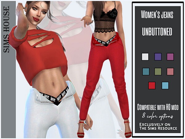Womens jeans unbuttoned by Sims House from TSR