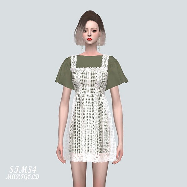 9 Punching Lace Mini Dress With T from SIMS4 Marigold
