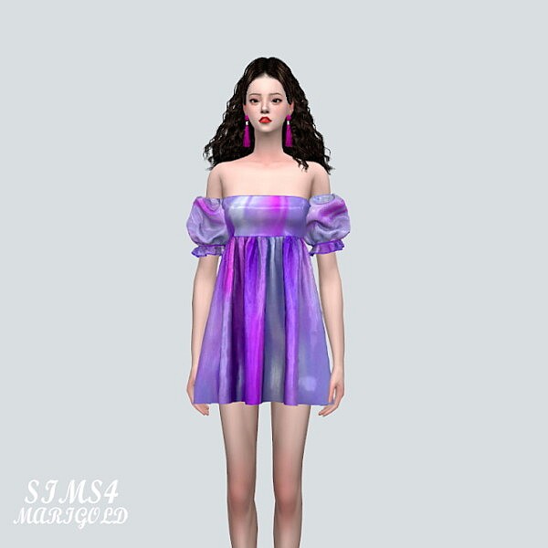 Puff Sleeves OS Mini Dress from SIMS4 Marigold