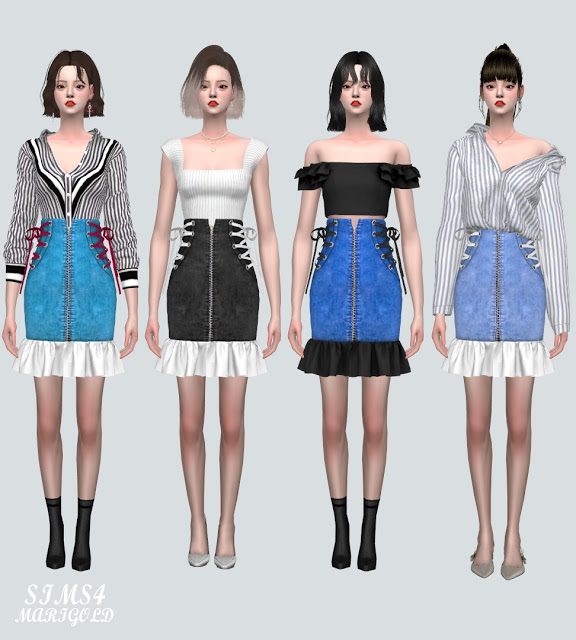 5V Lace Up Midi Skirts from SIMS4 Marigold