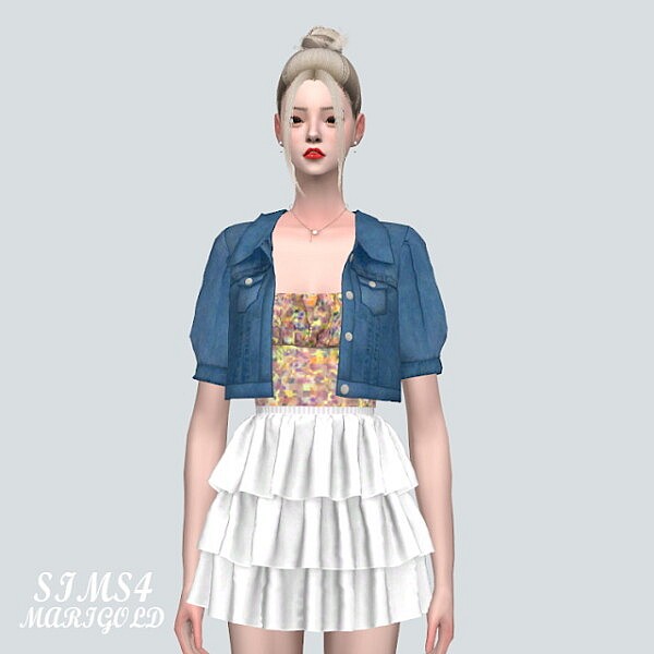 S Denim Jacket With S Crop Top from SIMS4 Marigold