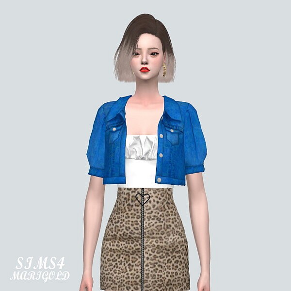 S Denim Jacket With S Crop Top from SIMS4 Marigold