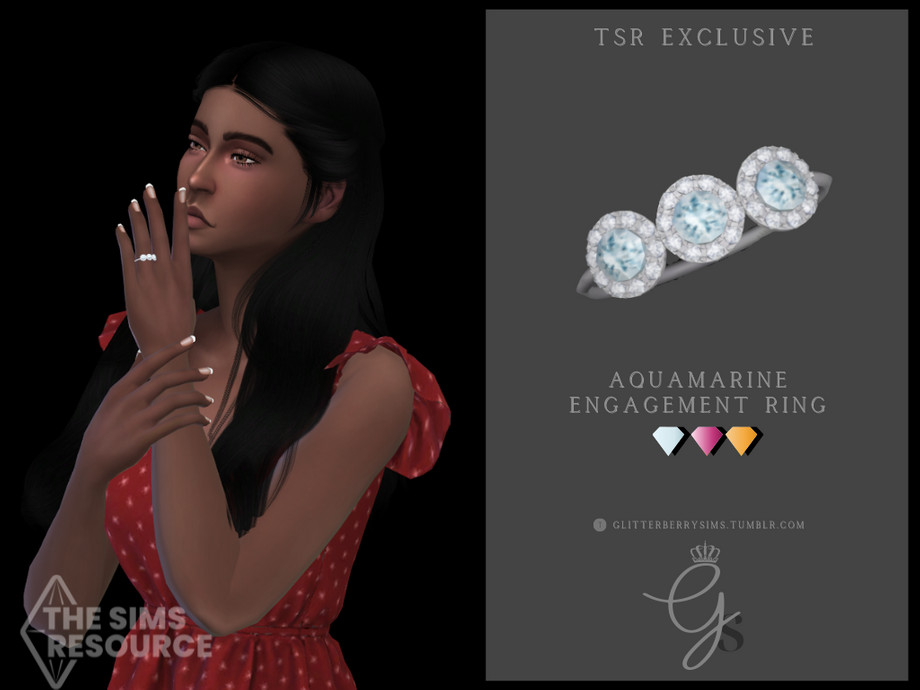 Aquamarine Engagement Ring by Glitterberryfly from TSR • Sims 4 Downloads