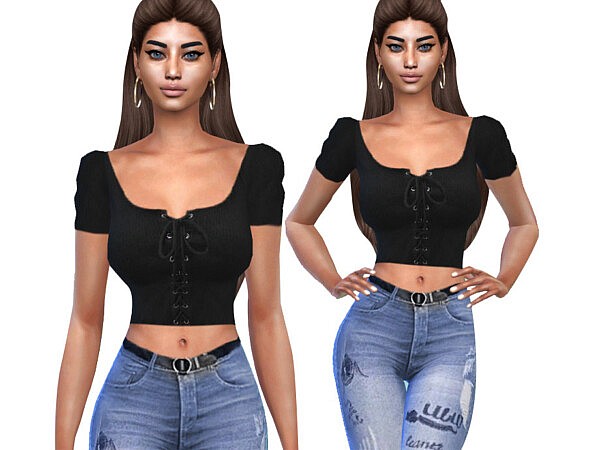 Black Casual Crop Tops by Saliwa from TSR