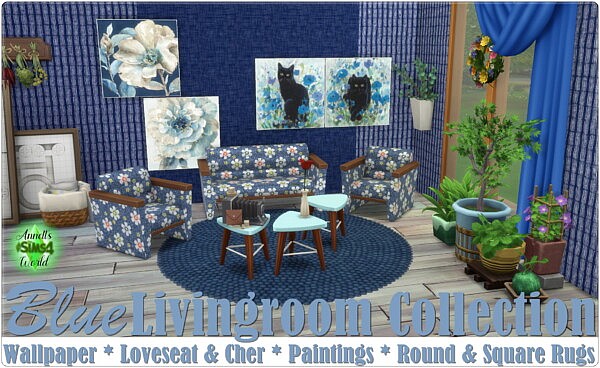 Blue Livingroom Collection from Annett`s Sims 4 Welt