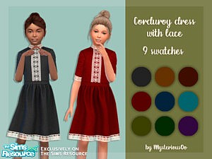 Corduroy dress with lace sims 4 cc