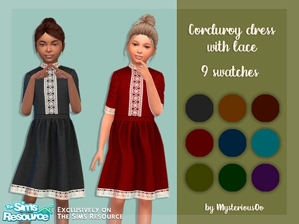 Corduroy dress with lace by MysteriousOo from TSR