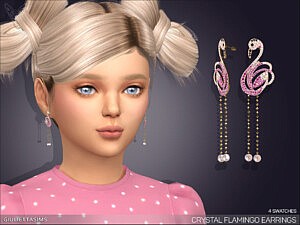 Crystal Flamingo Drop Earrings For Kids