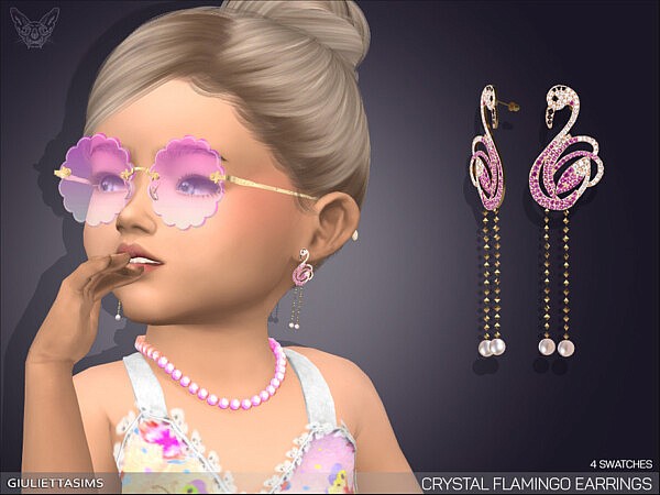 Crystal Flamingo Drop Earrings TG by feyona from TSR