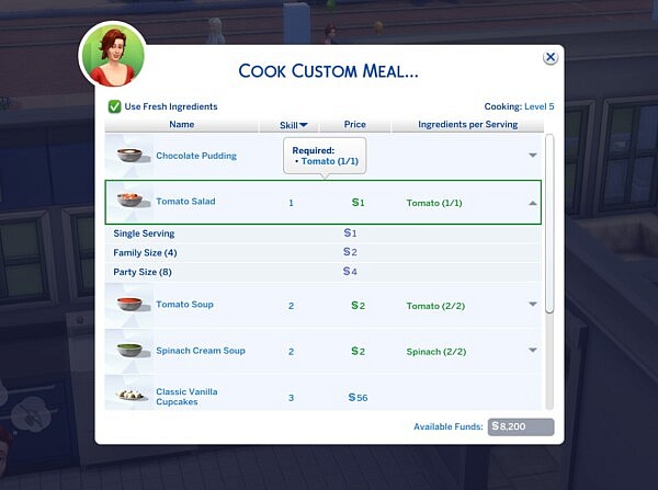 Custom Food Interactions Updated