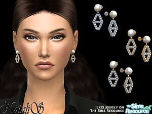 Diamond hexagon pearl earrings sims 4 cc