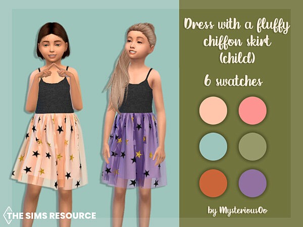Dress with a fluffy chiffon skirt by MysteriousOo from TSR