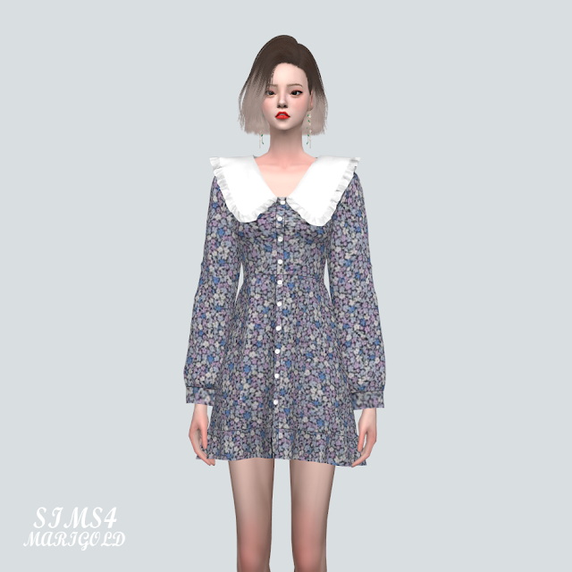 FR7 Frill Collar Mini Dress V2 from SIMS4 Marigold • Sims 4 Downloads