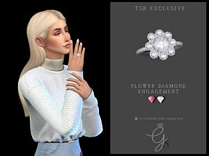 Flower Diamond Engagement Ring sims 4 cc
