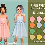 Fluffy chiffon dress with bow sims 4 cc