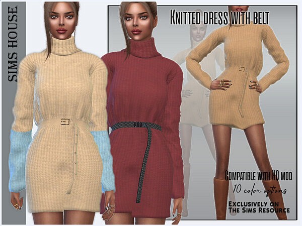 Knitted dress with belt by Sims House from TSR