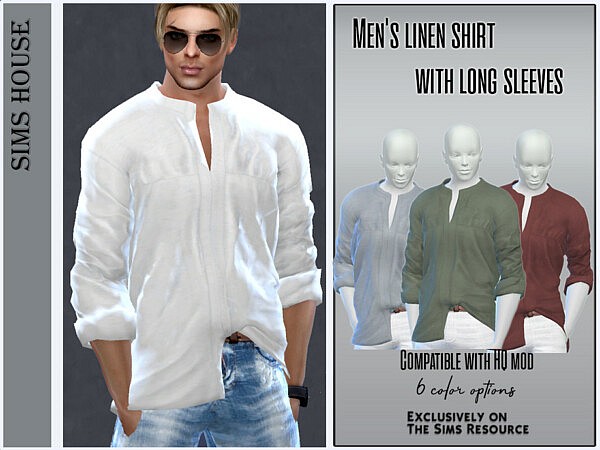 Mens linen shirt with long sleeves by Sims House from TSR