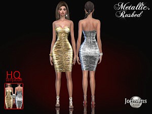 Metallic rushed dress sims 4 cc
