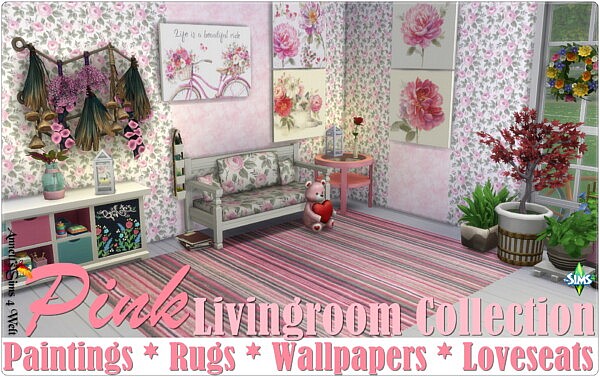 Pink Livingroom Collection sims 4 cc