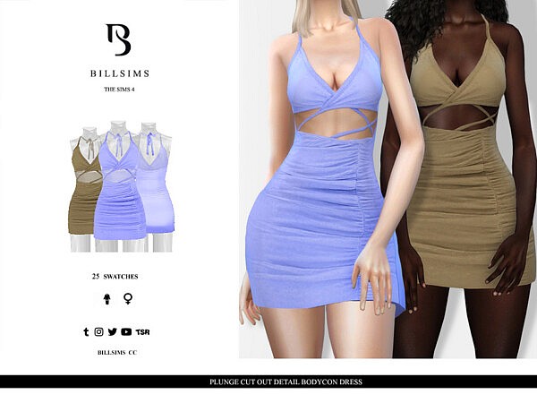 Plunge Cut Out Detail Bodycon Dress by Bill Sims from TSR
