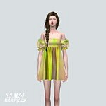 Puff Sleeves OS Mini Dress sims 4 cc