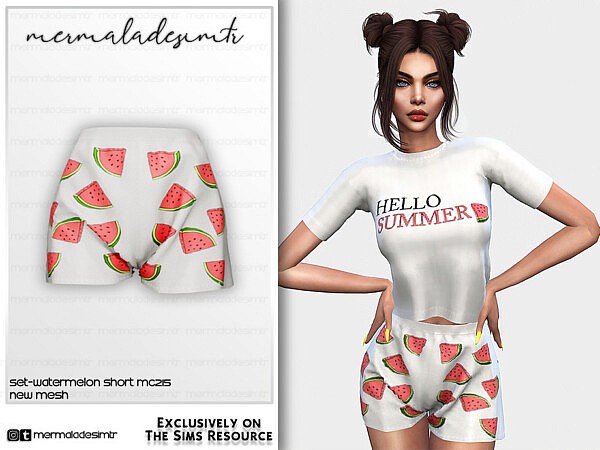 Pyjamas Set Watermelon Short MC215 by mermaladesimtr from TSR