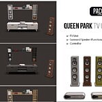 Queen Park Tv Unit and Surround System sims 4 cc
